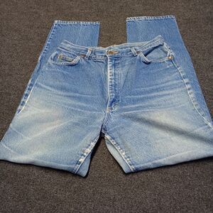Vintage Lee Jeans Women 16 Med Blue Union Made Mom Pants Distressed‎ Fade Out